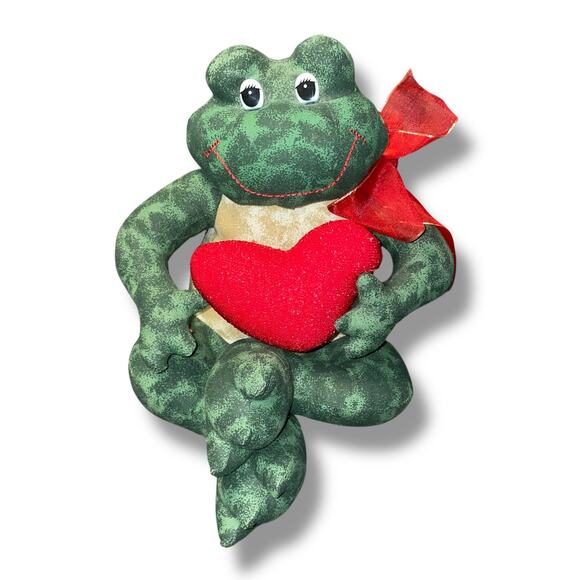 Plush Frog Heart Stuffed Animal Sound Kiss Smooch Ribbon Nursery Valentines 8” - Picture 3 of 12